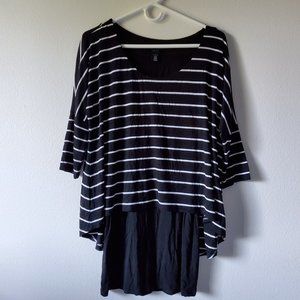 White House Black Market (Black and white strip top with half sleeves)